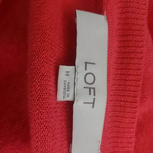 Loft Linen Blend Knit Top Medium Orange Summer Breezy Beachy Flowy Coastal - Picture 7 of 8
